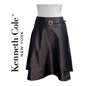 Kenneth Cole (NWT) Metallic Fully Lined A-Line skirt w/Belt, Size 10